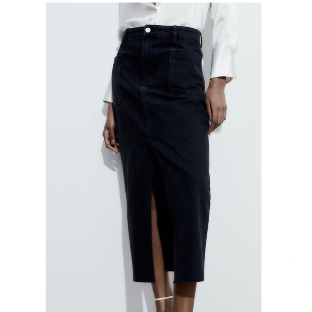 ZARA Denim Midi Skirt